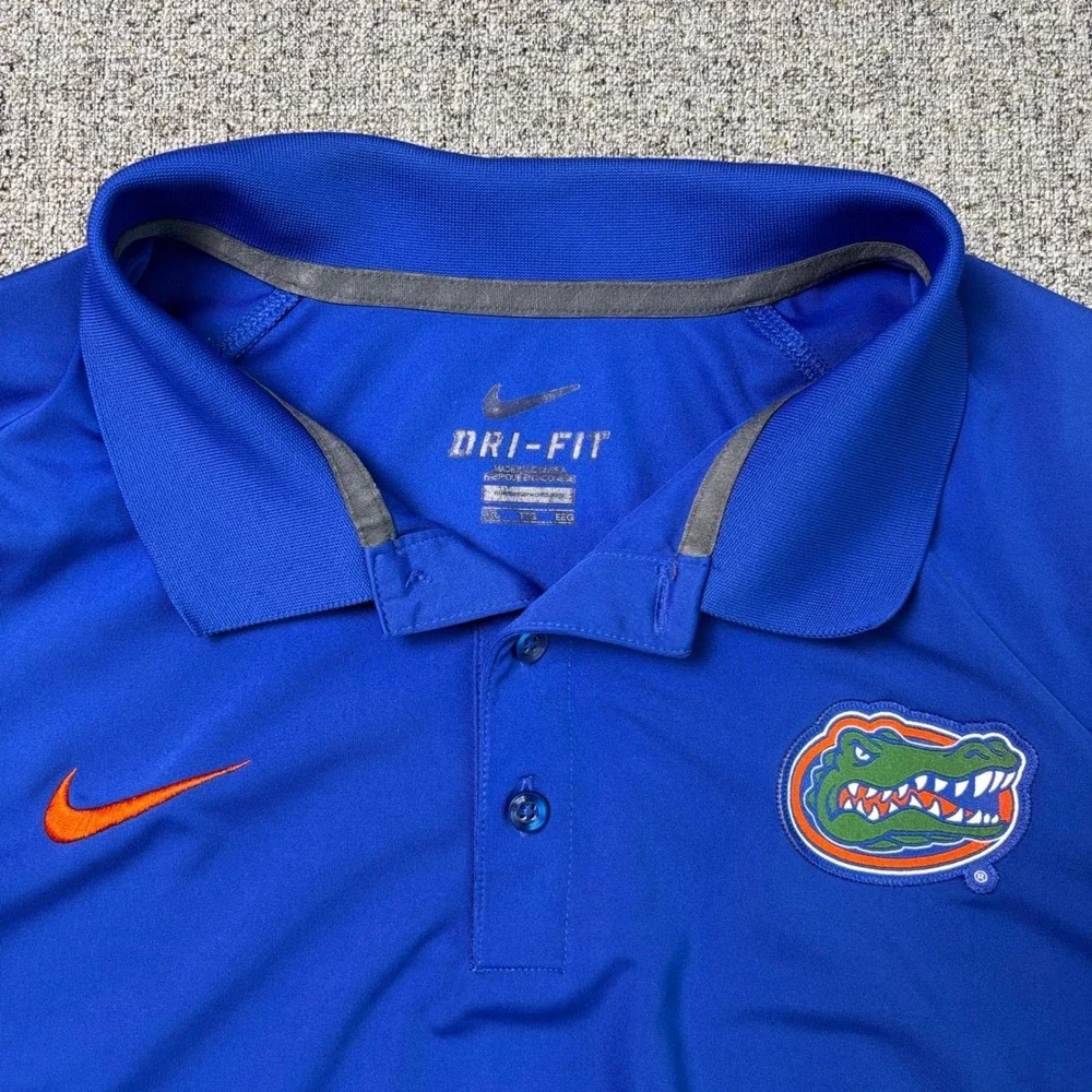 Nike Florida Gators Dri-Fit Polo Shirt‎ Mens 2XL Blue Orange Short Sleeve 32856X